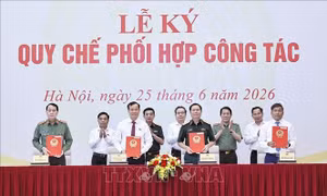 Chủ tịch Quốc hội Trần Thanh Mẫn chứng kiến Lễ ký quy chế phối hợp trong lĩnh vực quốc phòng, an ninh và đối ngoại