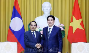 Chủ tịch nước Lương Cường tiếp Thường trực Ban Bí thư, Phó Chủ tịch nước Lào Bounthong Chitmany