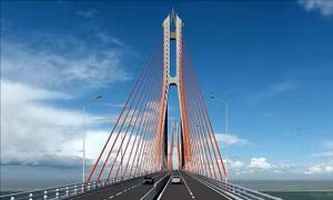 Khí thế khẩn trương trên công trường cầu nối đôi bờ sông Hậu