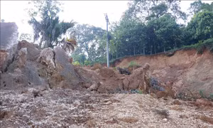 Yên Bái: Cần sớm di dời cột điện có nguy cơ sạt trượt xuống nhà dân