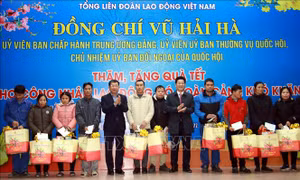 Tặng quà Tết cho công nhân khó khăn, hộ nghèo, gia đình chính sách tỉnh Nam Định