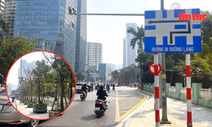 Diện mạo nút giao Lê Văn Lương - Hoàng Minh Giám sau khi xén vỉa hè