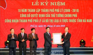 Thành phố Phủ Lý được công nhận là đô thị loại II trực thuộc tỉnh Hà Nam