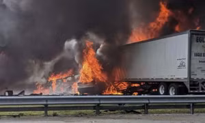 Tai nạn xe container kinh hoàng trên xa lộ Florida khiến 7 người chết, lửa cháy ngùn ngụt