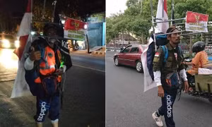 Người đàn ông đi giật lùi 800km để gặp Tổng thống Indonesia