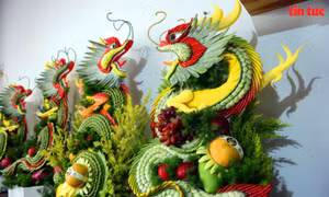 Nghệ thuật kết rồng phượng bằng trái cây