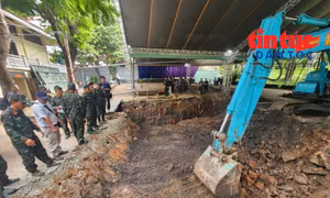 Mở rộng khai quật tại khu vực phát hiện hài cốt liệt sĩ ở Công viên Lê Thị Riêng