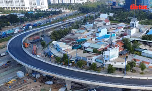 Cận cảnh nhánh cầu vượt N2 tại nút giao An Phú trước ngày thông xe