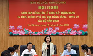 Hội nghị giao ban công tác tổ chức xây dựng Đảng khu vực đồng bằng, trung du Bắc bộ