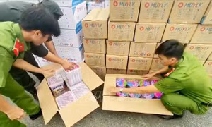 Tạm giữ 2 xe tải vận chuyển hàng ngàn sản phẩm không hoá đơn, chứng từ