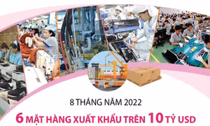 8 tháng năm 2022: 6 mặt hàng xuất khẩu trên 10 tỷ USD