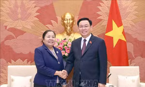 Chủ tịch Quốc hội Vương Đình Huệ tiếp Trưởng Ban Tổ chức Trung ương Đảng NDCM Lào