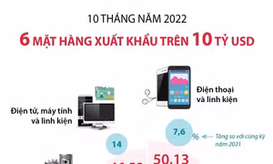 6 mặt hàng xuất khẩu trên 10 tỷ USD trong 10 tháng năm 2022