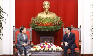 Đồng chí Võ Văn Thưởng tiếp Đoàn đại biểu cấp cao Ban Tổ chức Trung ương Đảng Nhân dân Cách mạng Lào