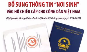 Bổ sung thông tin 'nơi sinh' vào hộ chiếu cấp cho công dân Việt Nam