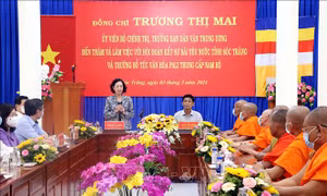Trưởng Ban Dân vận Trung ương thăm Hội Đoàn kết sư sãi yêu nước tỉnh Sóc Trăng