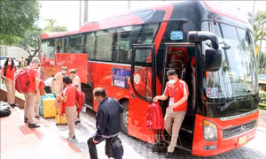Đoàn VĐV đầu tiên dự thi môn Bóng bàn đã có mặt tại Hải Dương