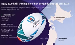 Ngày 20/9 khởi tranh giải Vô địch bóng bầu dục thế giới 2019