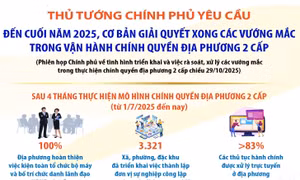 Thủ tướng: Đến cuối năm 2025, cơ bản giải quyết xong các vướng mắc trong vận hành chính quyền địa phương 2 cấp