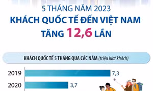 5 tháng năm 2023, khách quốc tế đến Việt Nam tăng 12,6 lần