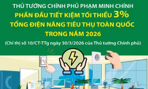 Phấn đấu tiết kiệm tối thiểu 3% tổng điện năng tiêu thụ toàn quốc trong năm 2026