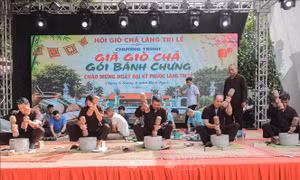 Sôi nổi Lễ hội giã giò, gói bánh chưng và giã bánh giầy truyền thống Tri Lễ
