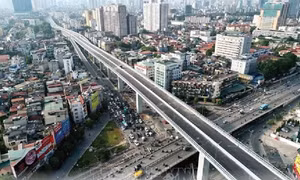 Toàn cảnh đường Vành đai 2 đoạn cầu Vĩnh Tuy đến Ngã Tư Sở