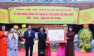 Hà Nội đón nhận Bằng xếp hạng Di tích Quốc gia đặc biệt đền-chùa-đình Hai Bà Trưng
