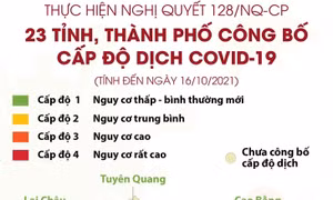 Thực hiện Nghị quyết 128/NQ-CP: 23 tỉnh, thành phố công bố cấp độ dịch COVID-19