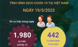 Ngày 19/5/2023: Có 1.980 ca COVID-19 mới, 442 ca F0 khỏi bệnh