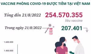 Hơn 254,57 triệu liều vaccine phòng COVID-19 đã được tiêm tại Việt Nam