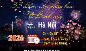 33 điểm bắn pháo hoa Tết Nguyên đán Bính Ngọ tại Hà Nội