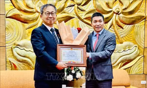 Trao Kỷ niệm chương 'Vì hòa bình, hữu nghị giữa các dân tộc' tặng Đại sứ Nhật Bản tại Việt Nam