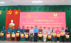 Tặng quà công nhân, người lao động trở lại làm việc sau Tết