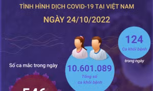 Ngày 24/10: Có 546 ca mắc mới COVID-19, 124 F0 khỏi bệnh