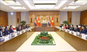 Chủ tịch Quốc hội Vương Đình Huệ đón, hội đàm với Chủ tịch Thượng viện Campuchia 