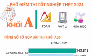 Phổ điểm thi tốt nghiệp THPT năm 2024 khối A (Toán, Vật Lí, Hóa Học)