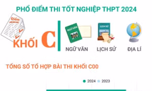 Phổ điểm thi tốt nghiệp THPT năm 2024 khối C (Ngữ Văn, Lịch Sử, Địa Lí)