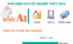 Phổ điểm thi tốt nghiệp THPT năm 2024 khối A1 (Toán, Vật Lí, Tiếng Anh)
