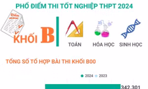 Phổ điểm thi tốt nghiệp THPT năm 2024 khối B (Toán, Hóa Học, Sinh Học)