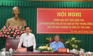 Đoàn Kiểm tra của Ban Bí thư thông báo dự thảo kết quả kiểm tra tại Trà Vinh