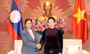 Chủ tịch Quốc hội Nguyễn Thị Kim Ngân hội kiến Chủ tịch Quốc hội Lào 