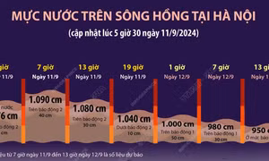 Lũ trên sông Hồng ở Hà Nội vượt báo động 2, cảnh báo độ rủi ro thiên tai cấp 2