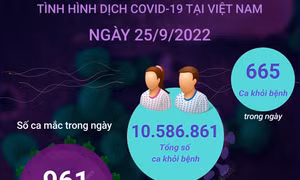 Ngày 25/9: Cả nước ghi nhận 961 ca COVID-19 mới, 665 F0 khỏi bệnh