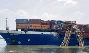 Xác định nguyên nhân tàu container đâm gãy cẩu tháp thi công cầu Phước Khánh