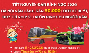 Dịp Tết, Hà Nội vận hành gần 50.000 lượt xe buýt, duy trì nhịp đi lại ổn định cho người dân 