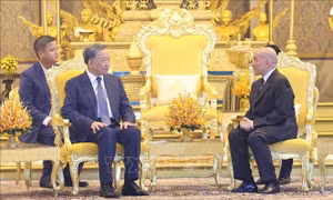 Chủ tịch nước Tô Lâm hội kiến Quốc vương Norodom Sihamoni