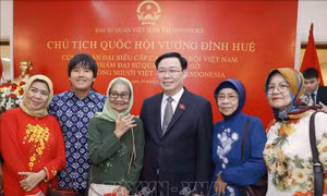 Chủ tịch Quốc hội Vương Đình Huệ gặp gỡ cộng đồng người Việt Nam ở Indonesia