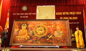 Ra mắt bức tranh 'Đạo pháp và dân tộc' nhân Lễ Phật đản và 129 năm ngày sinh Bác Hồ