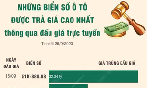Những biển số ô tô được trả giá cao nhất thông qua đấu giá trực tuyến (tính tới 25/9/2023)